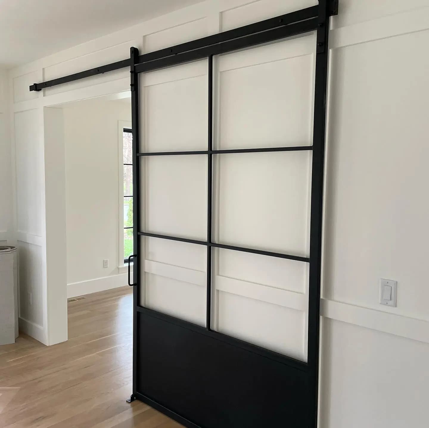 a sliding door in a room