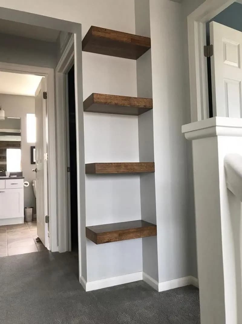 a shelf in a wall