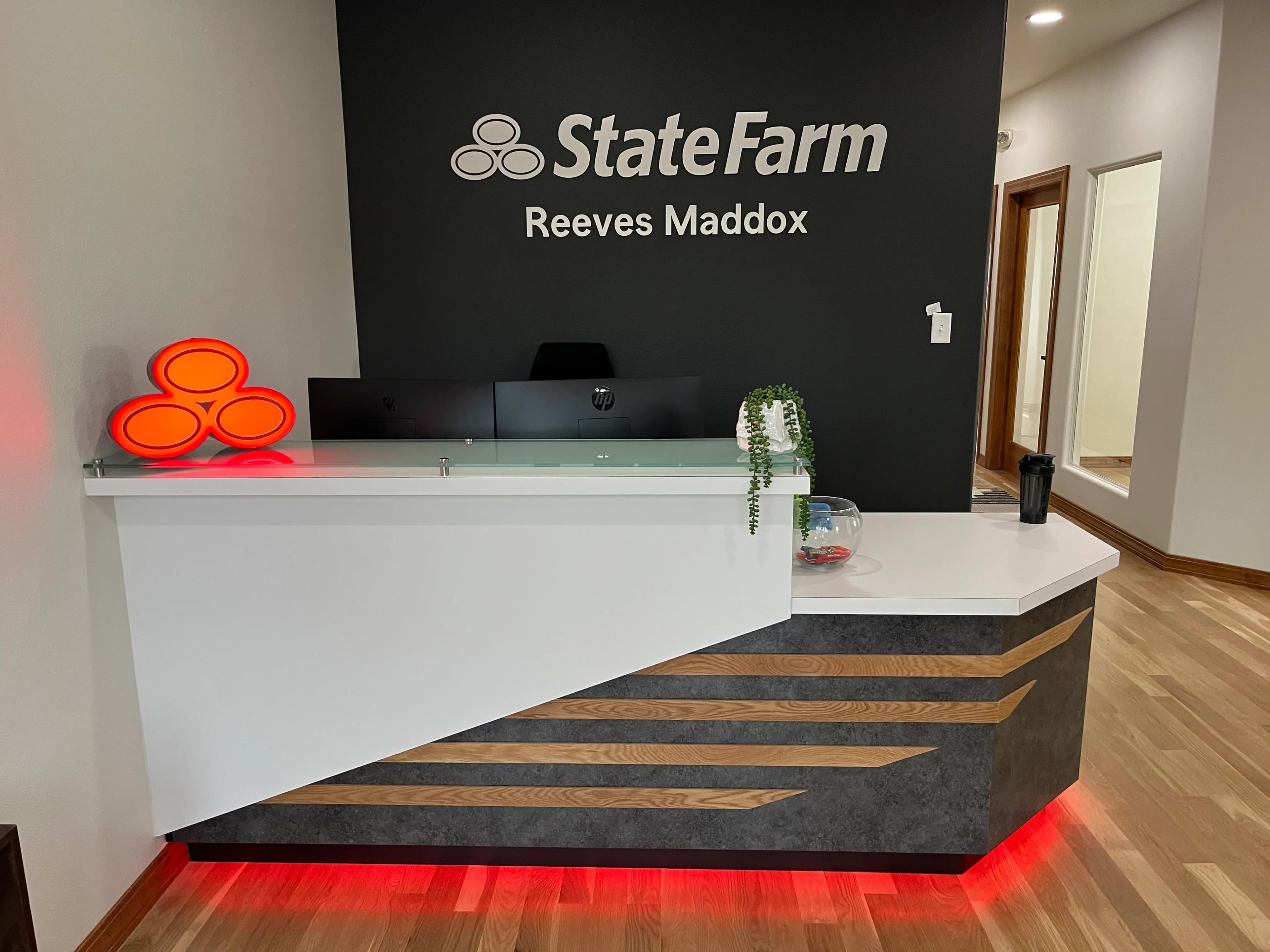 State Farm Reception Desk and Logo