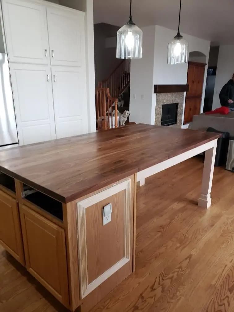 a kitchen island in a house